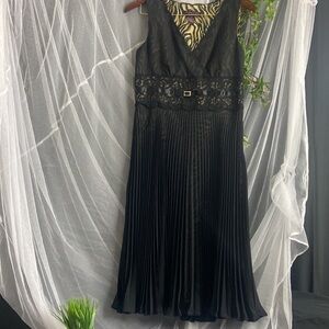 Signature by Robbie Bee Black Zebra Print Accordian Pleated Dress​